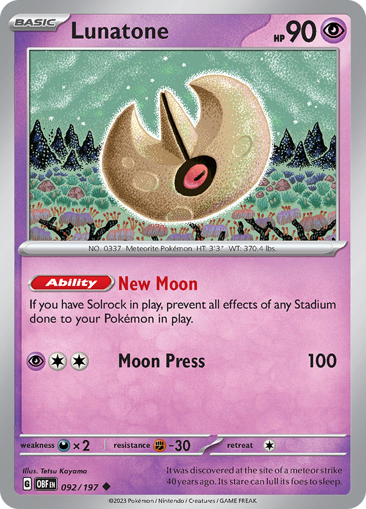 Lunatone (092/197) [Scarlet & Violet: Obsidian Flames] | The Time Vault CA