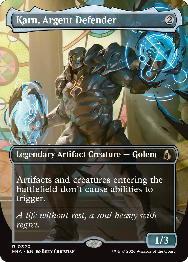 Karn, Argent Defender (Borderless) [Reality Fracture] | The Time Vault CA