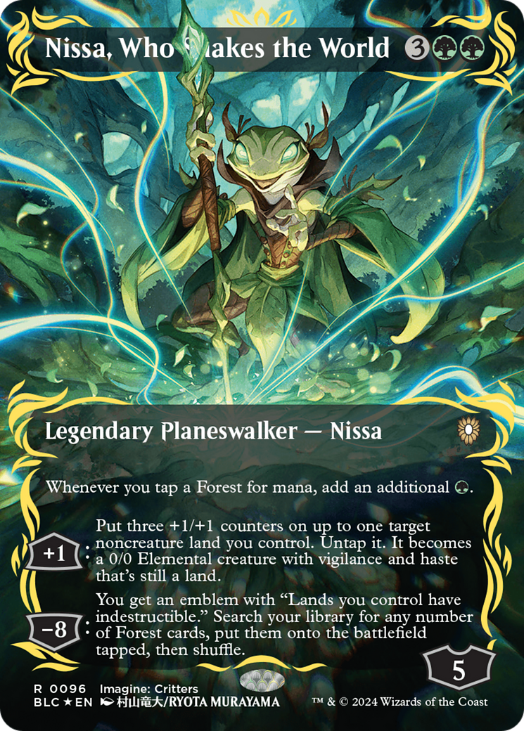 Nissa, Who Shakes the World (Borderless) (Raised Foil) [Bloomburrow Commander] | The Time Vault CA