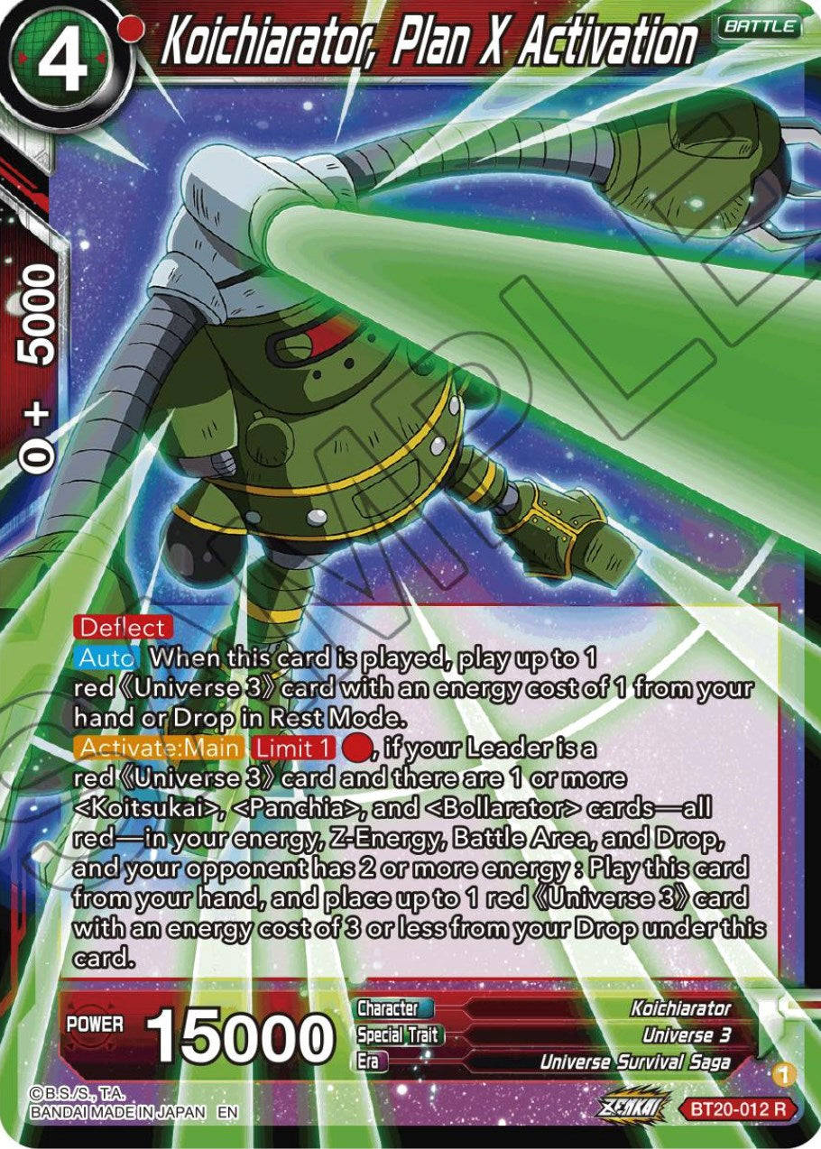 Koichiarator, Plan X Activation (BT20-012) [Power Absorbed] | The Time Vault CA
