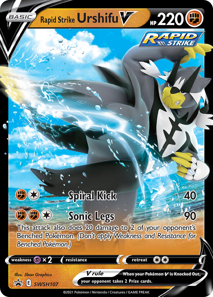 Rapid Strike Urshifu V (SWSH107) (Jumbo Card) [Sword & Shield: Black Star Promos] | The Time Vault CA