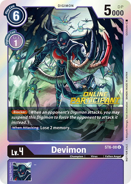 Devimon [ST6-08] (Online Participant) [Starter Deck: Venomous Violet Promos] | The Time Vault CA