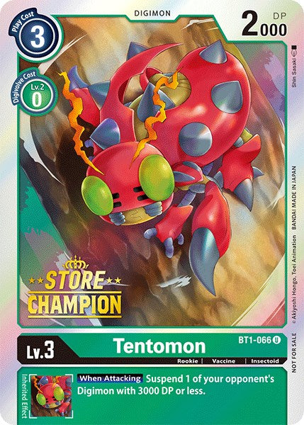 Tentomon [BT1-066] (Store Champion) [Release Special Booster Promos] | The Time Vault CA