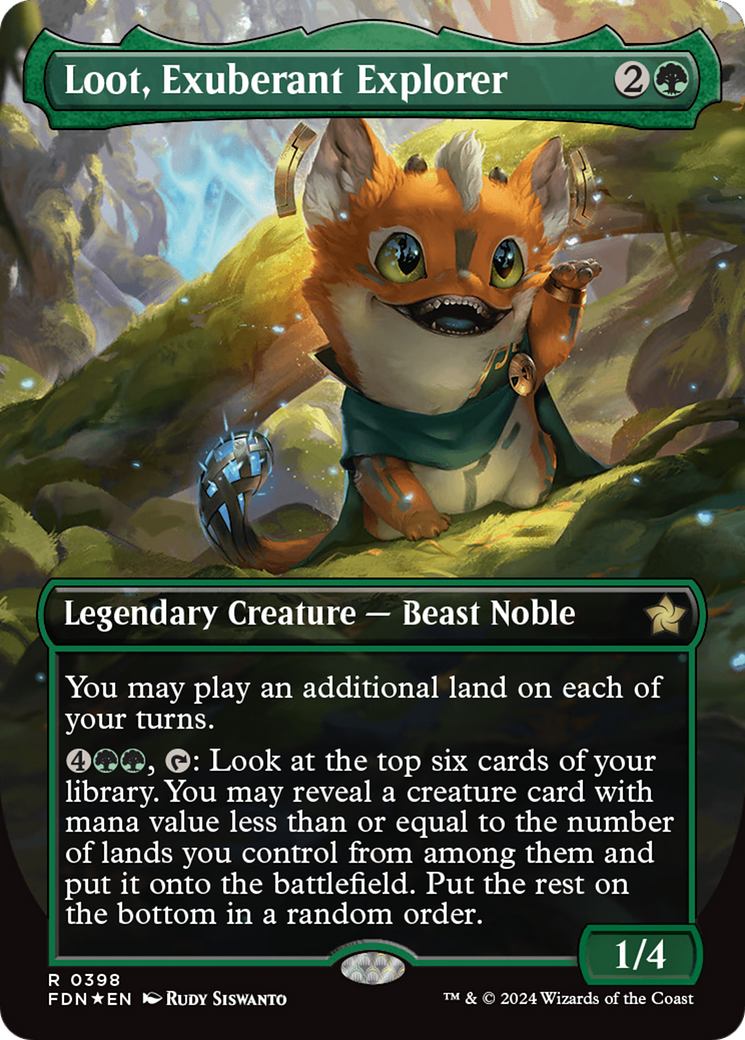 Loot, Exuberant Explorer (Borderless) (Mana Foil) [Foundations] | The Time Vault CA