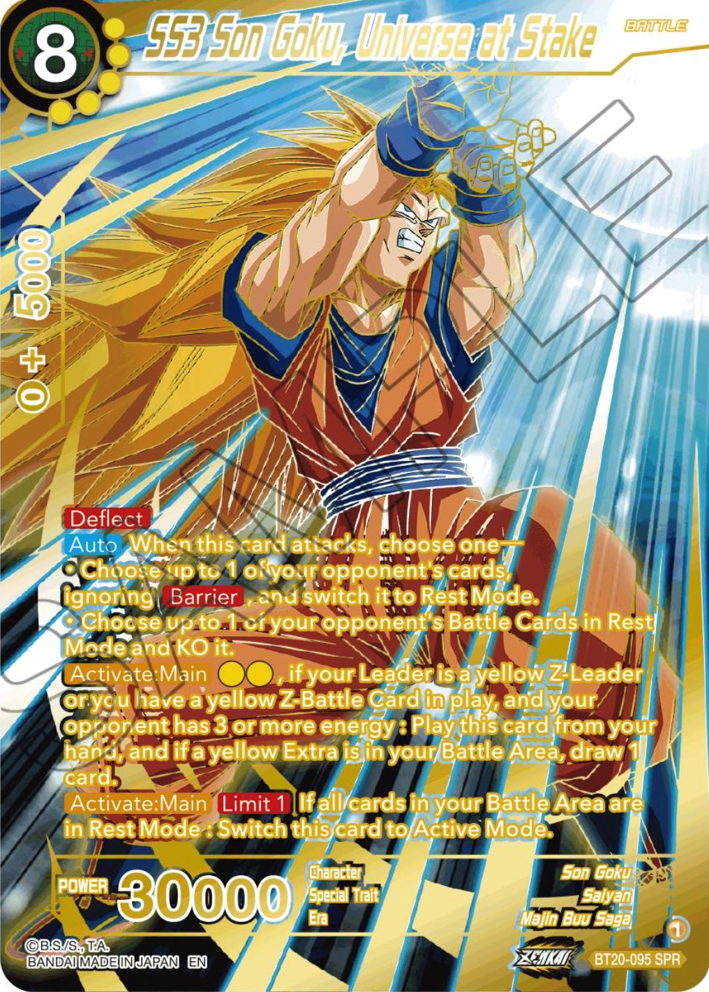 SS3 Son Goku, Universe at Stake (SPR) (BT20-095) [Power Absorbed] | The Time Vault CA