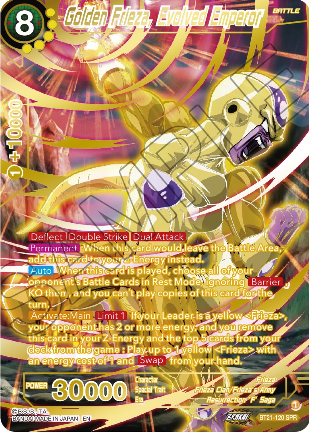 Golden Frieza, Evolved Emperor (SPR) (BT21-120) [Wild Resurgence] | The Time Vault CA