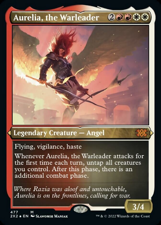 Aurelia, the Warleader (Foil Etched) [Double Masters 2022] | The Time Vault CA