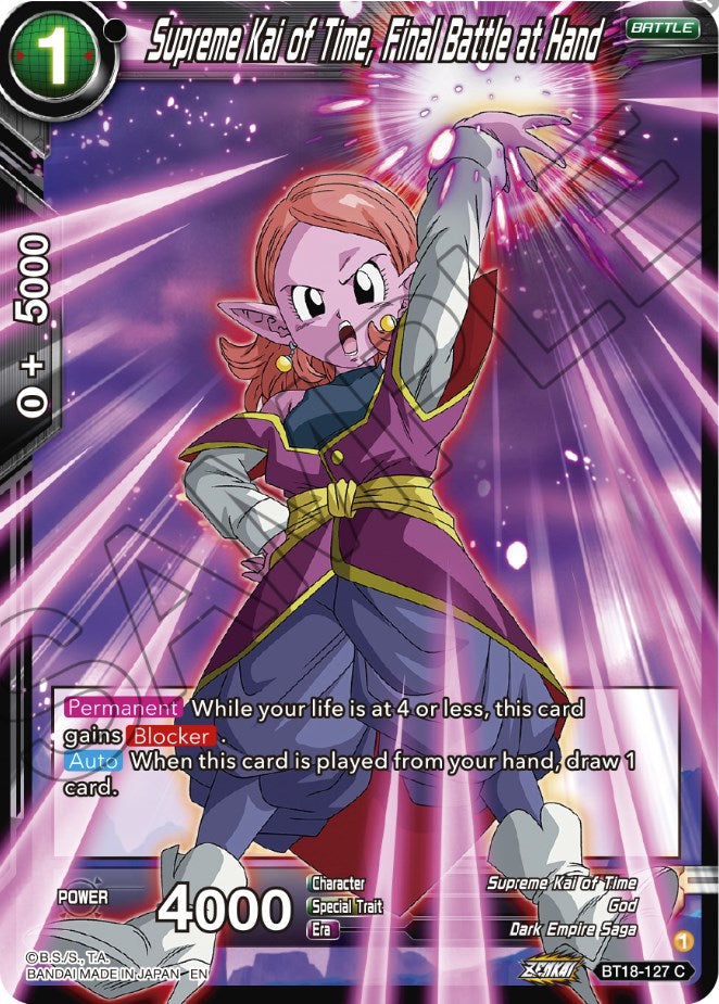 Supreme Kai of Time, Final Battle at Hand (BT18-127) [Dawn of the Z-Legends] | The Time Vault CA