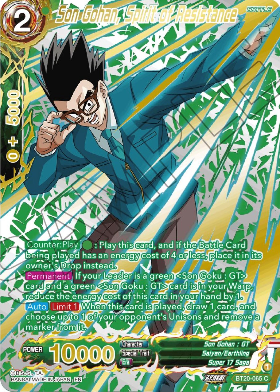 Son Gohan, Spirit of Resistance (Gold-Stamped) (BT20-065) [Power Absorbed] | The Time Vault CA