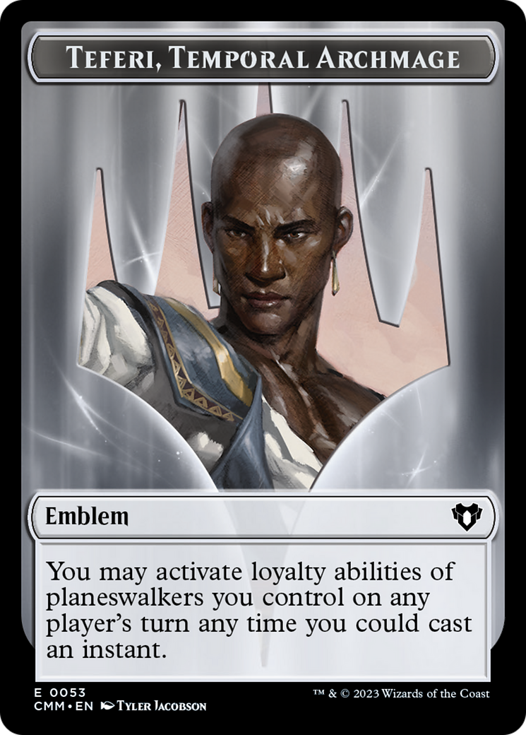 Clue // Emblem - Teferi, Temporal Archmage Double-Sided Token [Commander Masters Tokens] | The Time Vault CA