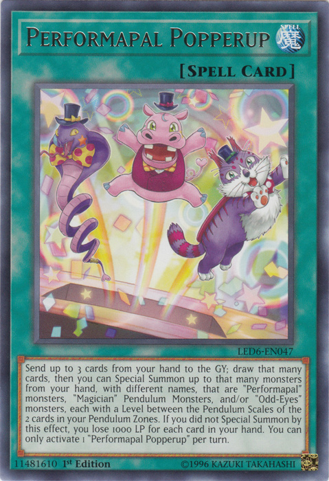 Performapal Popperup [LED6-EN047] Rare | The Time Vault CA