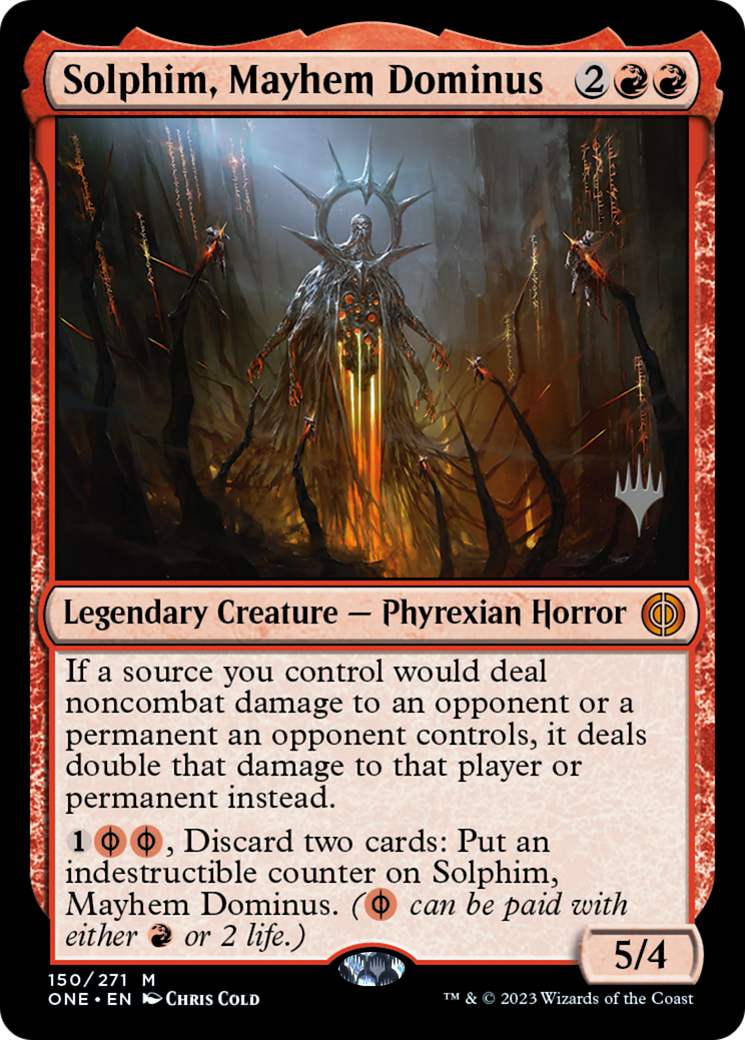 Solphim, Mayhem Dominus (Promo Pack) [Phyrexia: All Will Be One Promos] | The Time Vault CA