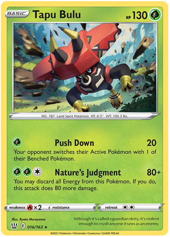 Tapu Bulu (016/163) (Theme Deck Exclusive) [Sword & Shield: Battle Styles] | The Time Vault CA