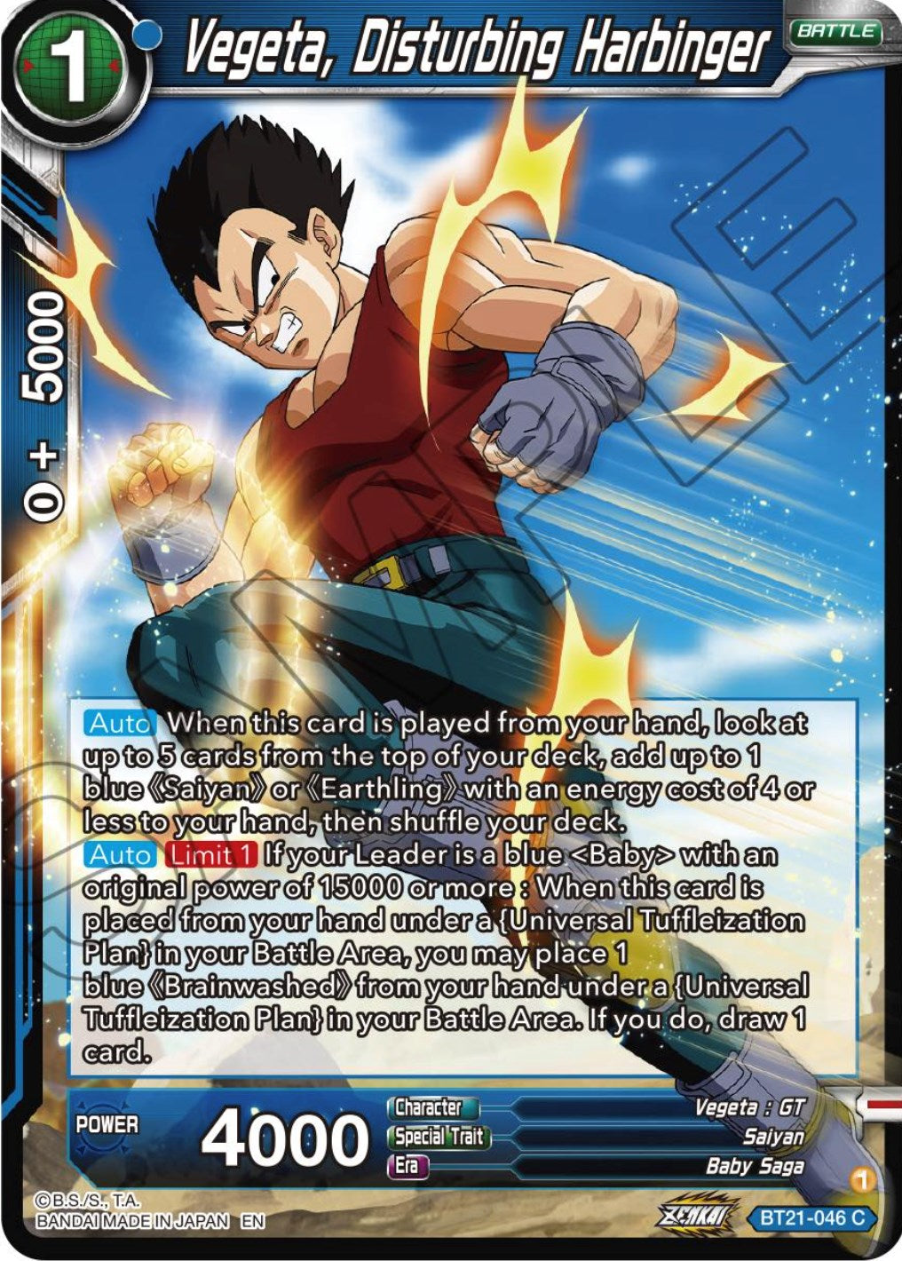 Vegeta, Disturbing Harbinger (BT21-046) [Wild Resurgence] | The Time Vault CA