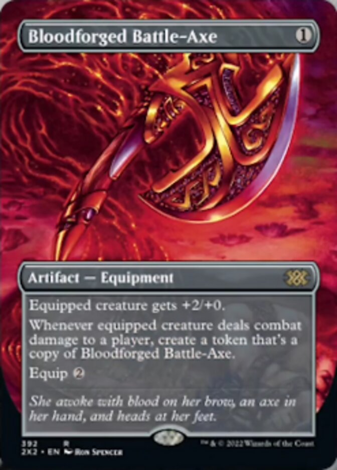 Bloodforged Battle-Axe (Borderless Alternate Art) [Double Masters 2022] | The Time Vault CA