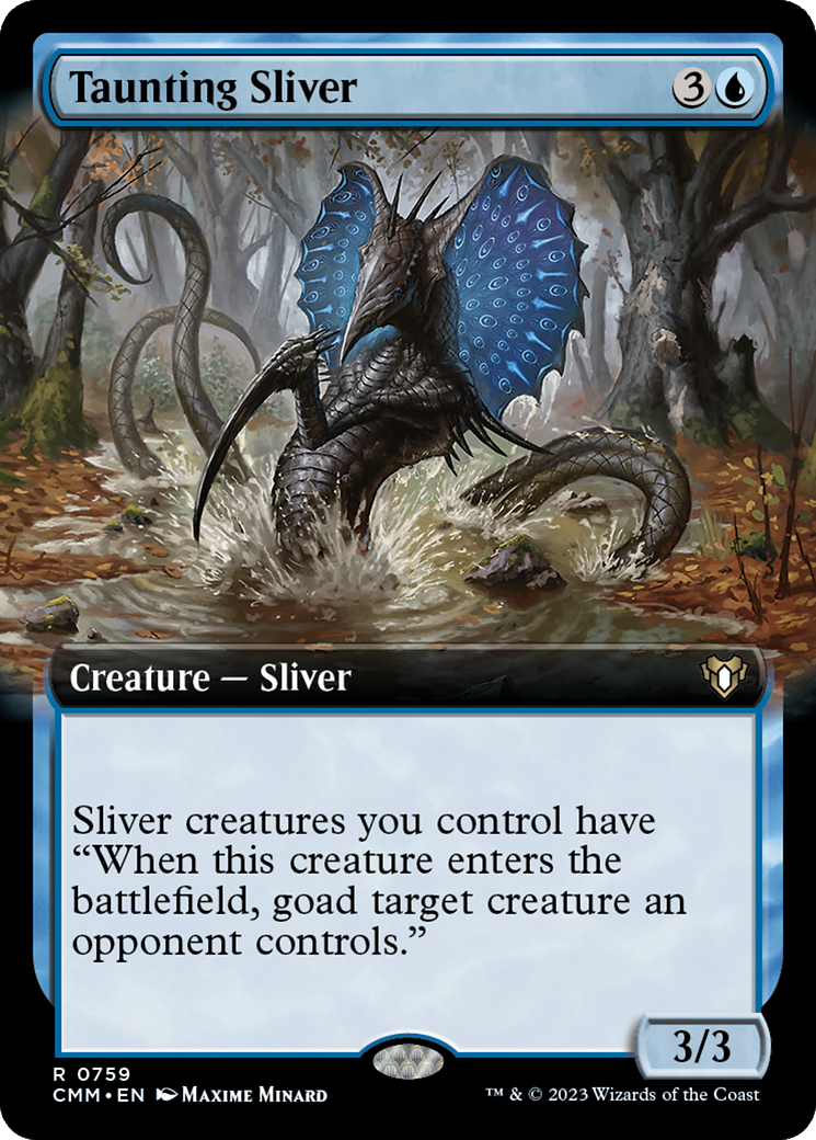 Taunting Sliver (Extended Art) [Commander Masters] | The Time Vault CA