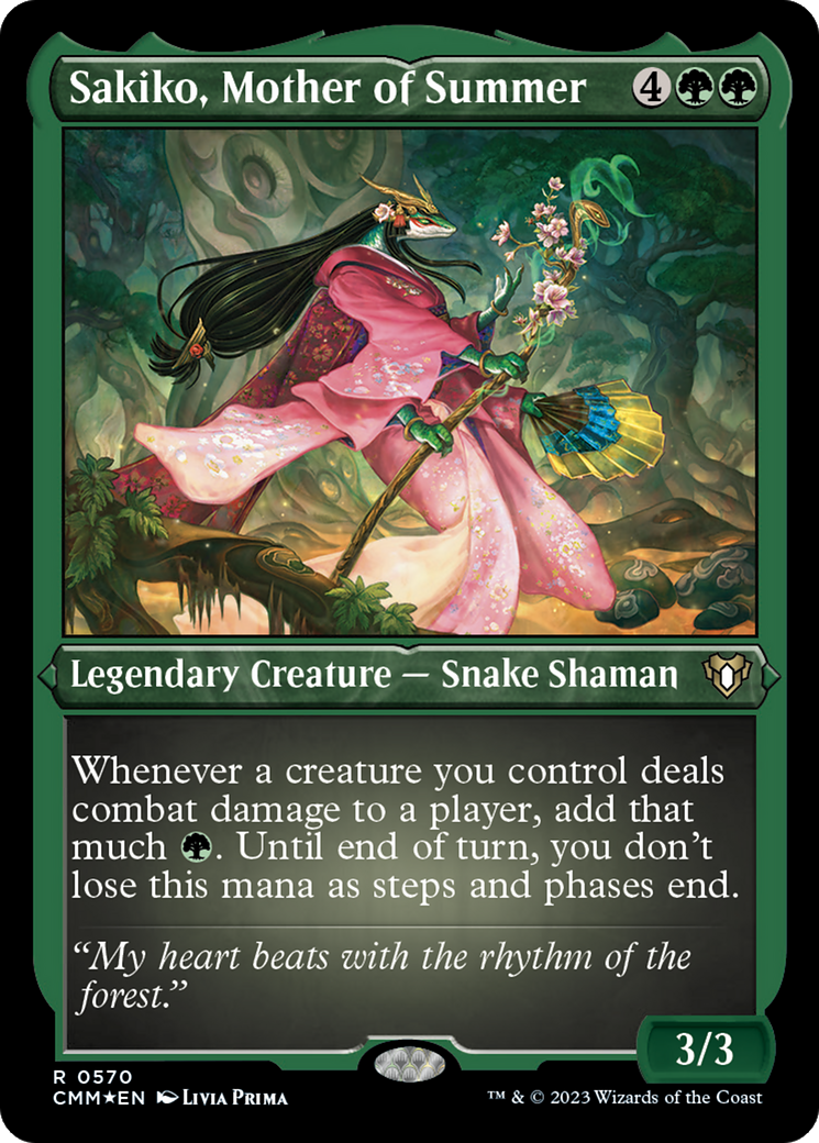 Sakiko, Mother of Summer (Foil Etched) [Commander Masters] | The Time Vault CA