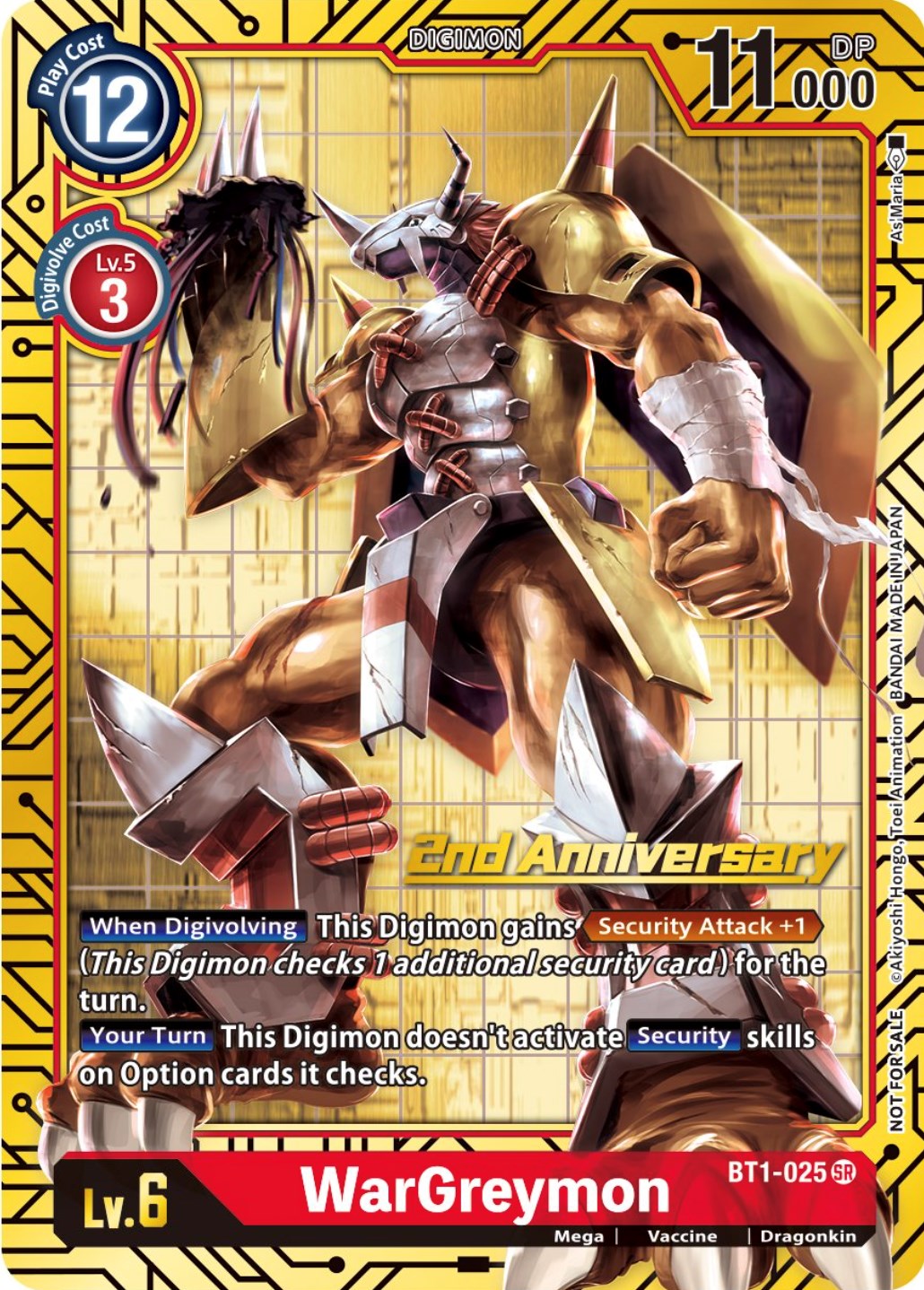 WarGreymon [BT1-025] (2nd Anniversary Card Set) [Release Special Booster Promos] | The Time Vault CA