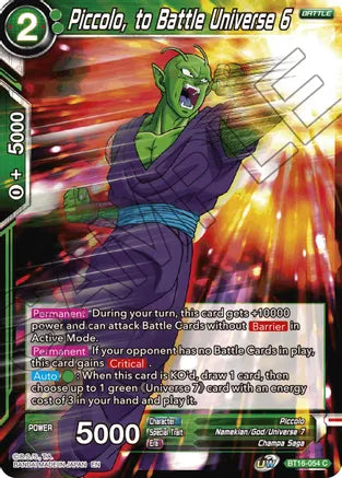 Piccolo, to Battle Universe 6 (BT16-054) [Realm of the Gods] | The Time Vault CA