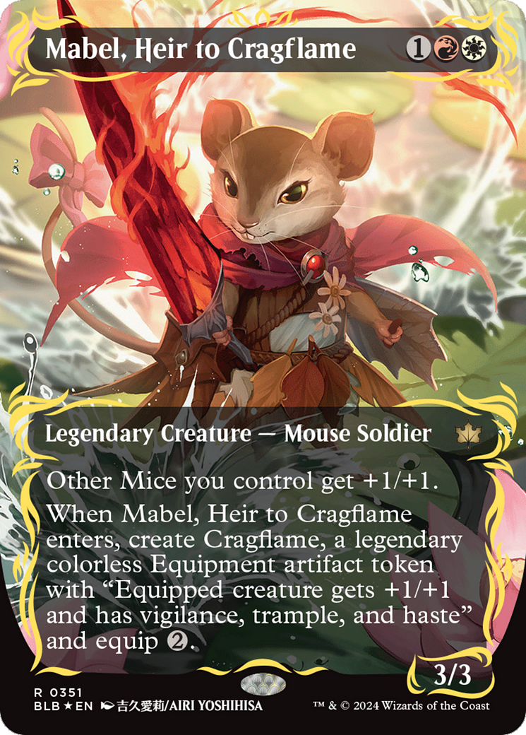 Mabel, Heir to Cragflame (Borderless) (Raised Foil) [Bloomburrow] | The Time Vault CA