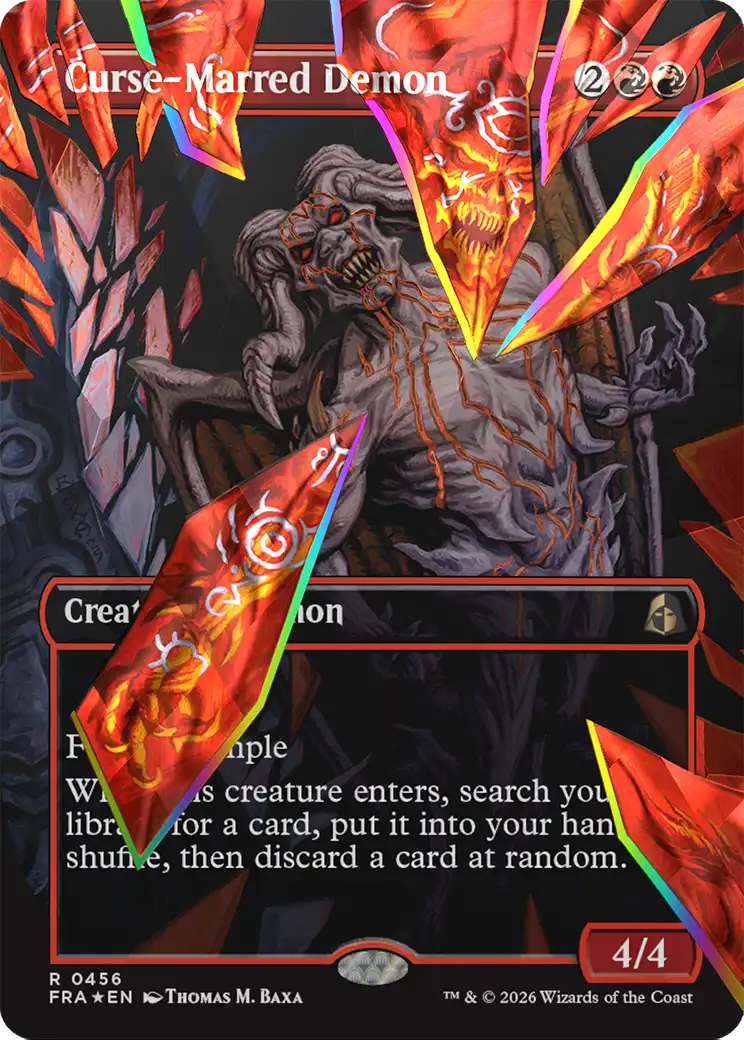 Curse-Marred Demon (Borderless) (Facet Foil) [Reality Fracture] | The Time Vault CA