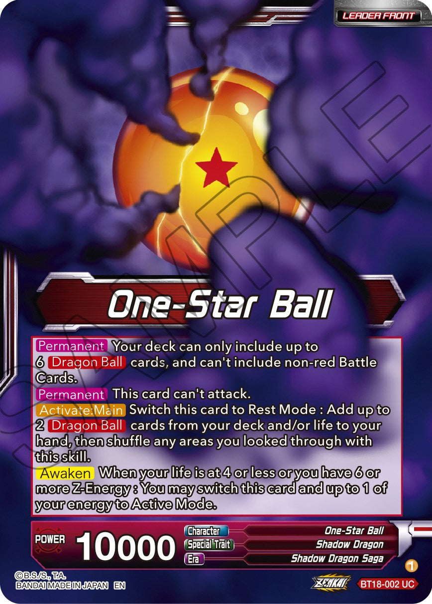 One-Star Ball // Syn Shenron, Despair Made Manifest (BT18-002) [Dawn of the Z-Legends] | The Time Vault CA