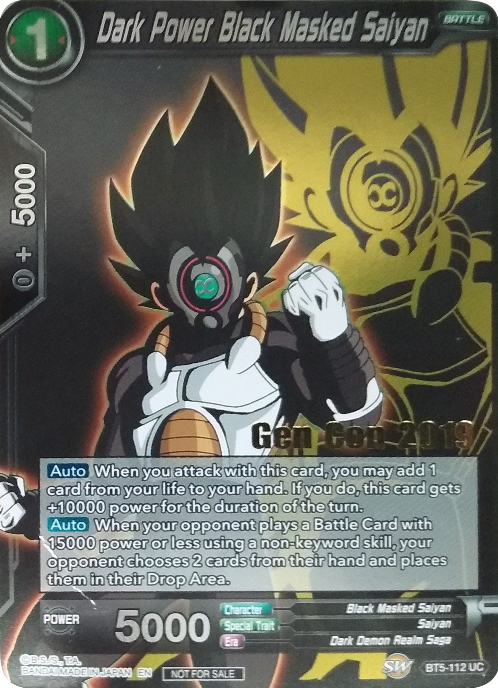 Dark Power Black Masked Saiyan (Gen Con 2019) (BT5-112) [Promotion Cards] | The Time Vault CA