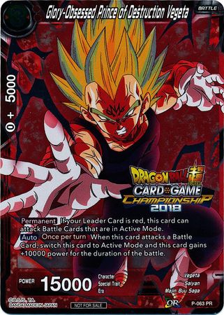 Glory-Obsessed Prince of Destruction Vegeta (P-063) [Tournament Promotion Cards] | The Time Vault CA