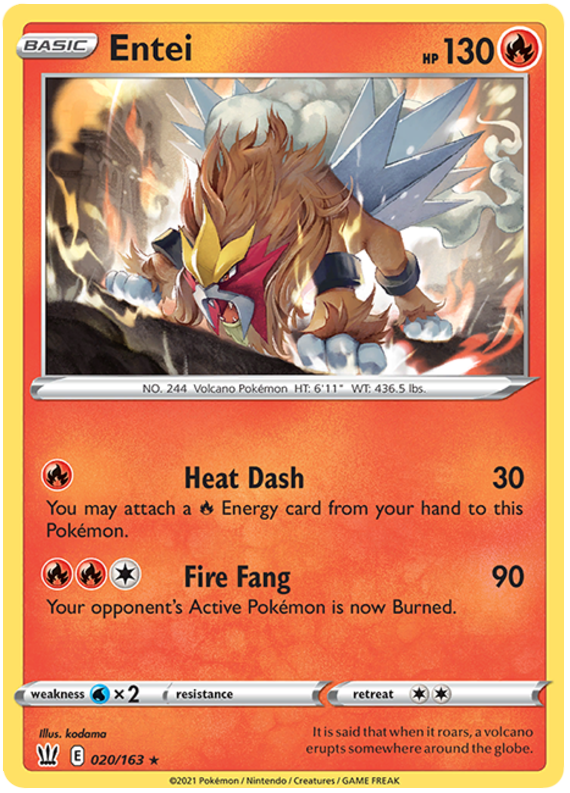 Entei (020/163) [Sword & Shield: Battle Styles] | The Time Vault CA