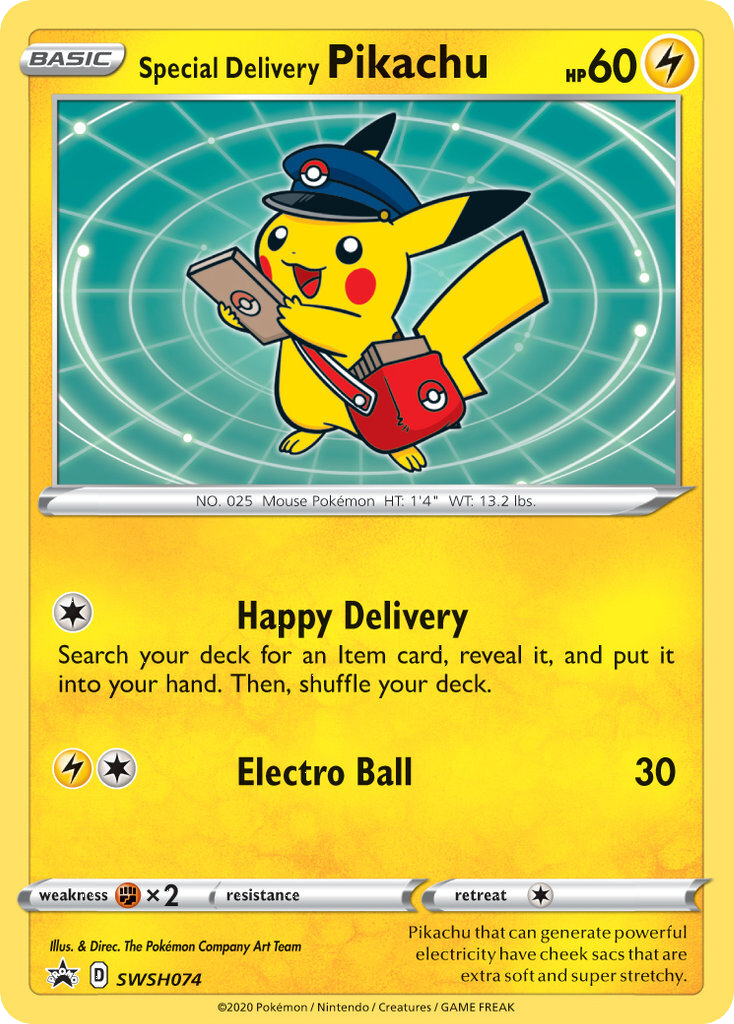 Special Delivery Pikachu (SWSH074) [Sword & Shield: Black Star Promos] | The Time Vault CA