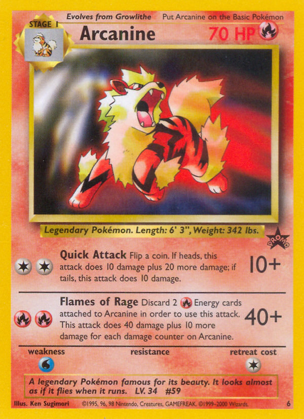 Arcanine (6) [Wizards of the Coast: Black Star Promos] | The Time Vault CA