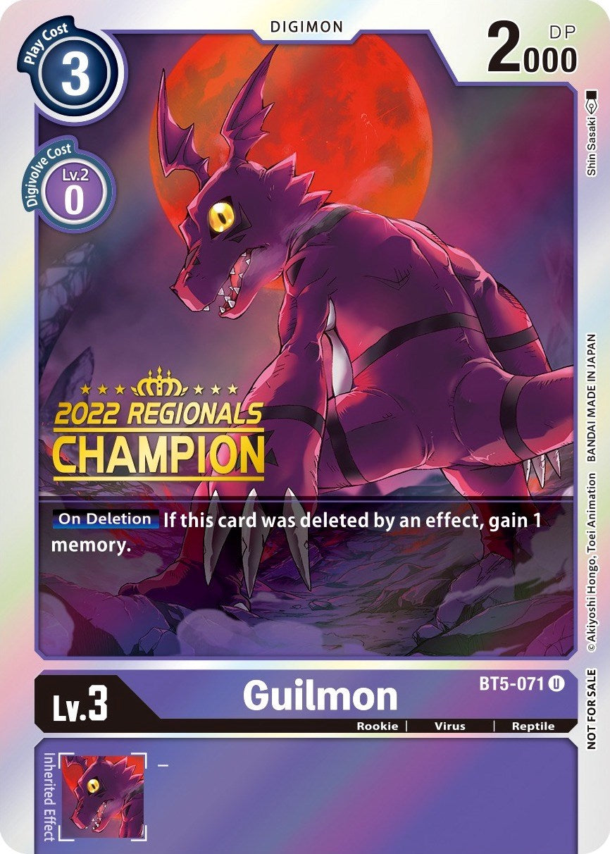 Guilmon [BT5-071] (2022 Championship Offline Regional) (Online Champion) [Battle of Omni Promos] | The Time Vault CA