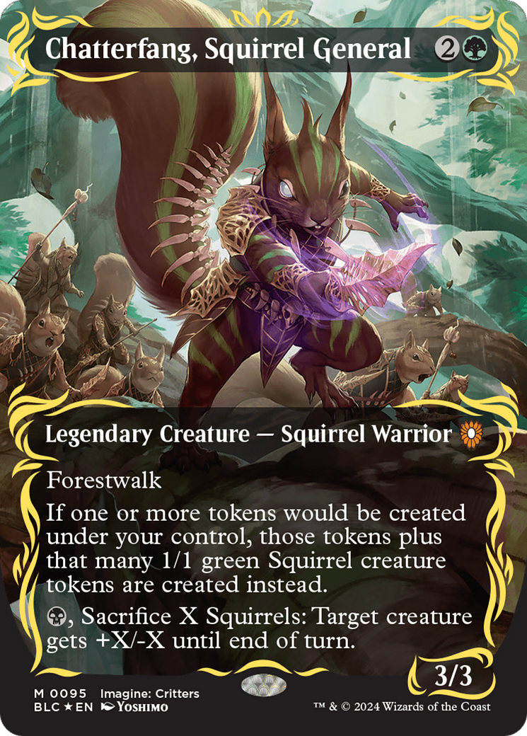 Chatterfang, Squirrel General (Borderless) (Raised Foil) [Bloomburrow Commander] | The Time Vault CA