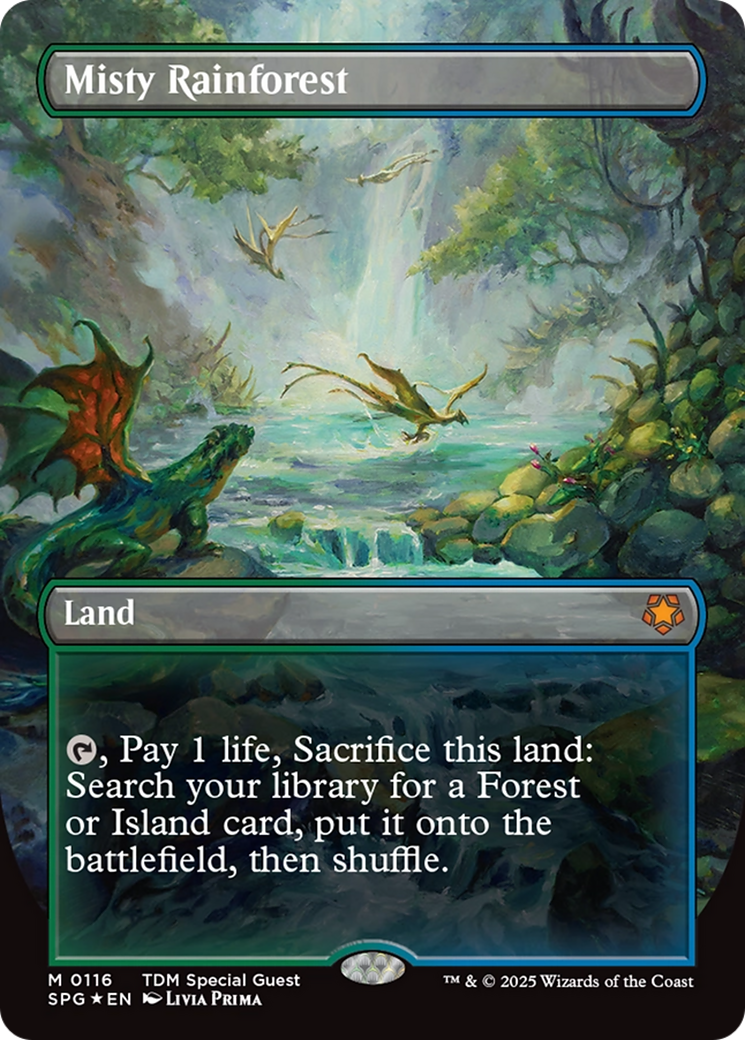 Misty Rainforest (Borderless) (Dragonscale Foil) [Tarkir: Dragonstorm Special Guests] | The Time Vault CA