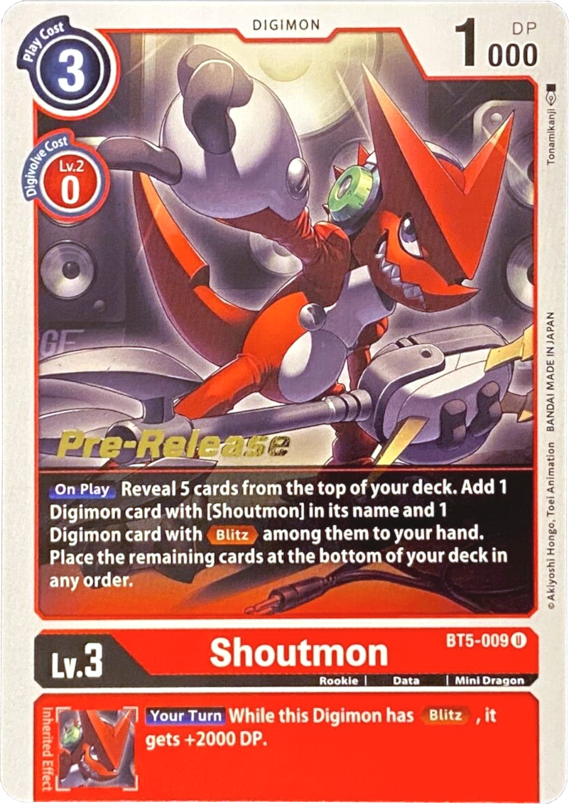 Shoutmon [BT5-009] [Battle of Omni Pre-Release Promos] | The Time Vault CA