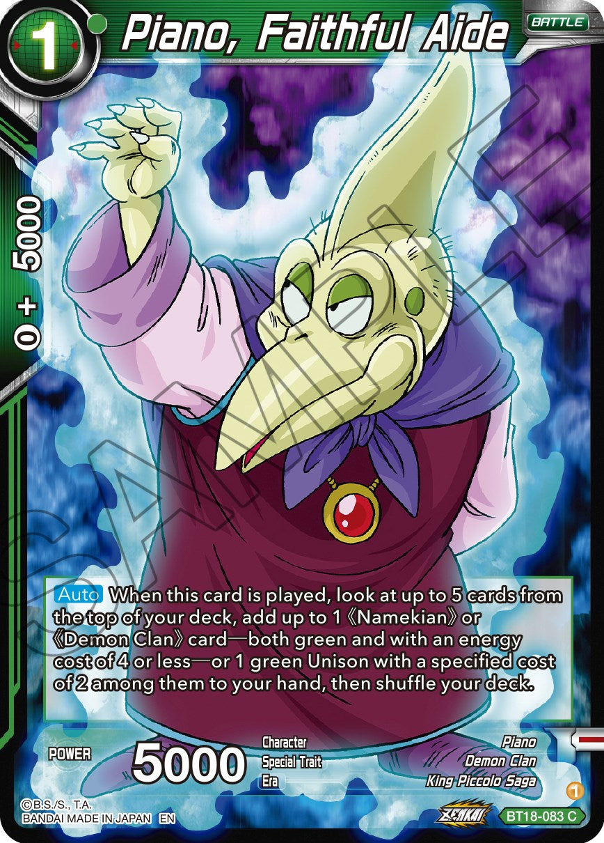 Piano, Faithful Aide (BT18-083) [Dawn of the Z-Legends] | The Time Vault CA