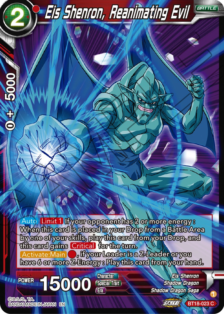 Eis Shenron, Reanimating Evil (BT18-023) [Dawn of the Z-Legends] | The Time Vault CA