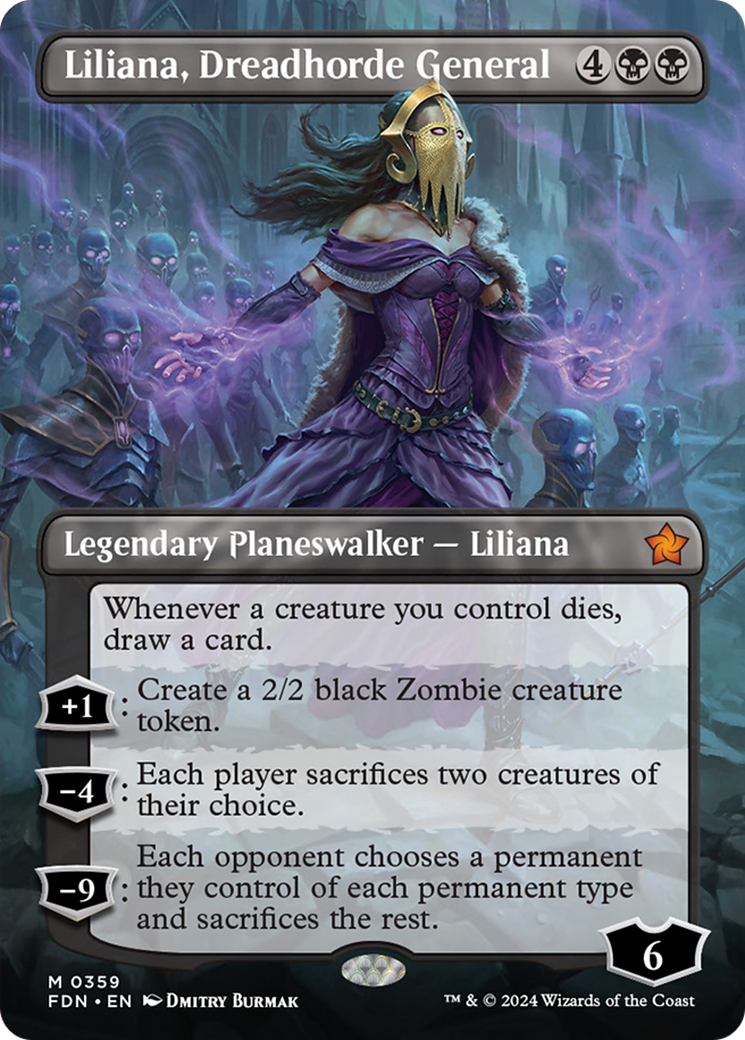 Liliana, Dreadhorde General (Borderless) [Foundations] | The Time Vault CA