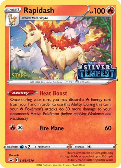 Rapidash (SWSH270) (Prerelease) (Staff) [Sword & Shield: Black Star Promos] | The Time Vault CA