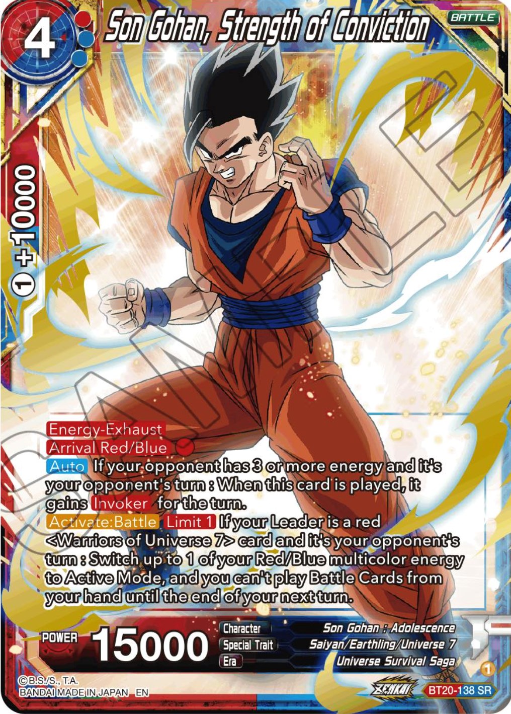 Son Gohan, Strength of Conviction (BT20-138) [Power Absorbed] | The Time Vault CA