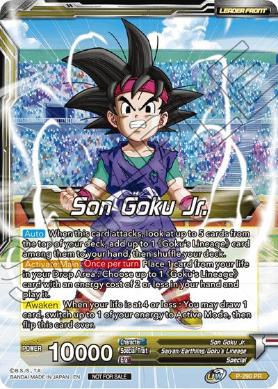 Son Goku Jr. // SS Son Goku Jr., Scion of the Lineage (Gold Stamped) (P-290) [Promotion Cards] | The Time Vault CA