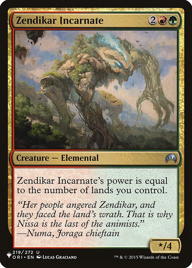 Zendikar Incarnate [The List] | The Time Vault CA