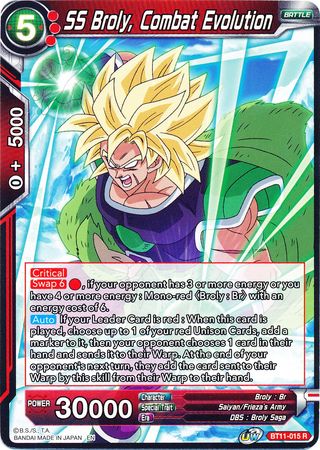SS Broly, Combat Evolution (BT11-015) [Vermilion Bloodline] | The Time Vault CA