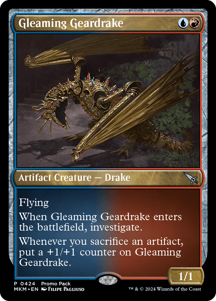 Gleaming Geardrake (Promo Pack) [Murders at Karlov Manor Promos] | The Time Vault CA