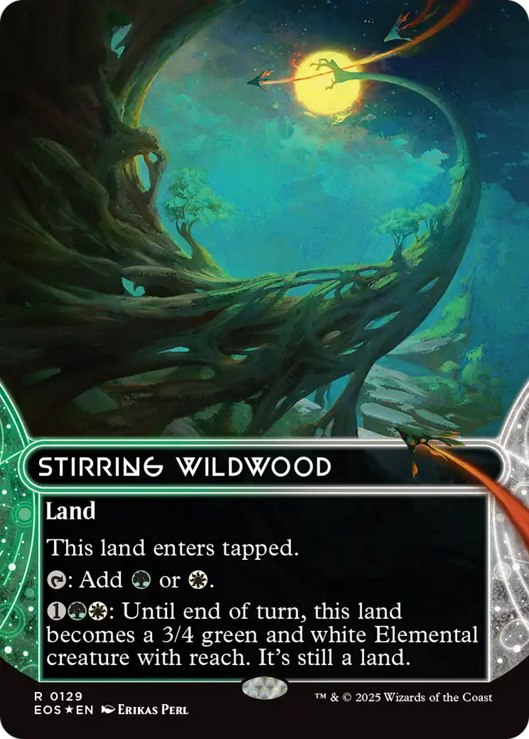 Stirring Wildwood (0129) (Borderless) (Galaxy Foil) [Edge of Eternities: Stellar Sights] | The Time Vault CA