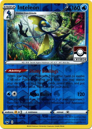 Inteleon (058/202) (League Promo) [Sword & Shield: Base Set] | The Time Vault CA