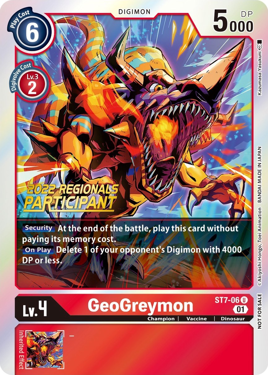 GeoGreymon [ST7-06] (2022 Championship Offline Regional) (Online Participant) [Starter Deck: Gallantmon Promos] | The Time Vault CA