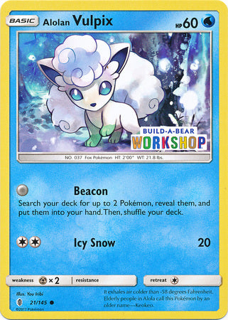 Alolan Vulpix (21/145) (Build A Bear Workshop Exclusive) [Sun & Moon: Guardians Rising] | The Time Vault CA