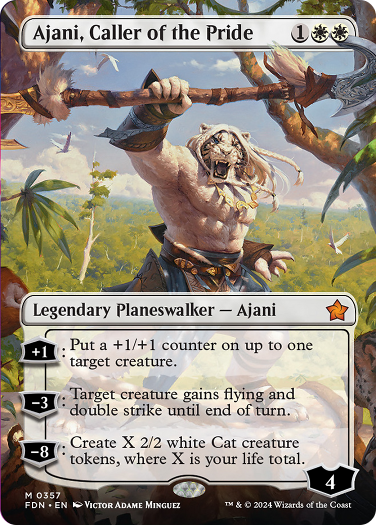 Ajani, Caller of the Pride (Borderless) [Foundations] | The Time Vault CA