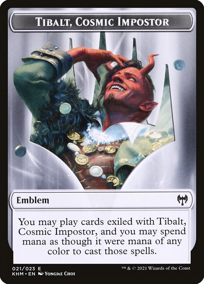 Treasure // Tibalt, Cosmic Impostor Emblem Double-Sided Token [Kaldheim Tokens] | The Time Vault CA